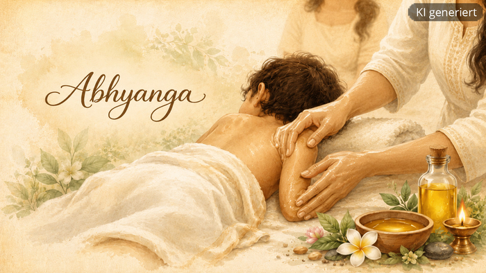 Abhyanga, die Kindermassage (© KI generiertes Bild) Abhyanga, die Kindermassage