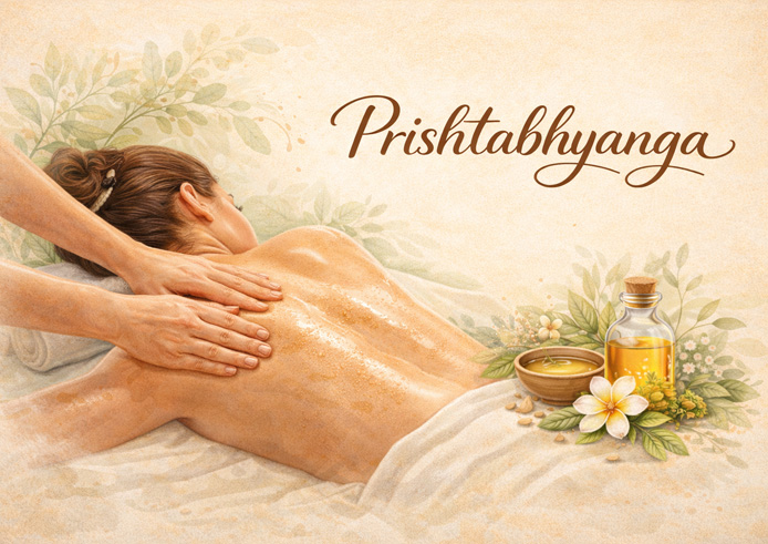 Prishtabhyanga, die ayurvedische Rückenölmassage (© KI generiertes Bild) Prishtabhyanga, die ayurvedische Rückenölmassage