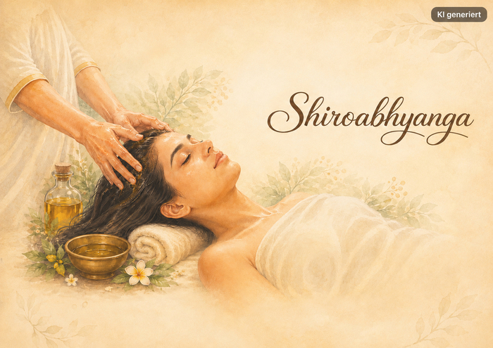 Shiroabhyanga, die Kopfmassage (© KI generiertes Bild) Shiroabhyanga, die Kopfmassage